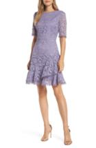 Women's Vince Camuto Asymmetrical Ruffle Lace Fit & Flare Dress - Purple