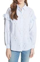 Women's Joie Cenedra Pinstripe Eyelet Scallop Blouse, Size - Blue