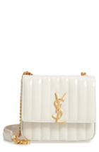 Saint Laurent Medium Vicky Patent Leather Crossbody Bag - White