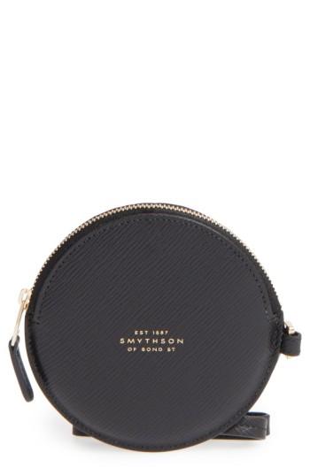 Women's Smythson Circle Leather Coin Purse - Black