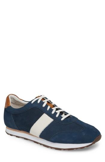 Men's J & M 1850 Malek Perforated Low Top Sneaker M - Blue