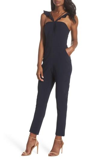 Women's Adelyn Rae Flutter Neck Jumpsuit - Blue