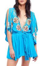 Women's Free People Cora Embroidered Minidress - Blue/green