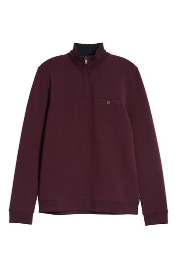 Men's Ted Baker London Peper Trim Fit Half Zip Pullover (m) - Purple