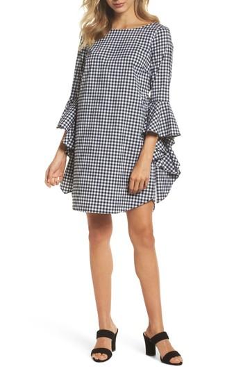 Women's Chelsea28 Ruffle Sleeve Gingham Shift Dress - Black