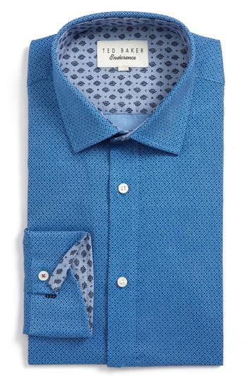 Men's Ted Baker London Endurance Murphy Trim Fit Dress Shirt .5 34/35 - Blue