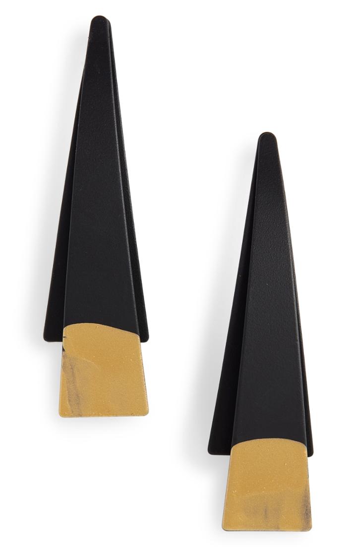 Women's Canvas Jewelry Brush Linear Stud Earrings