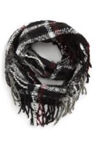 Women's Accessory Collective Fringe Plaid Infinity Scarf, Size - Black