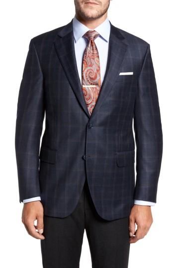 Men's Peter Millar Flynn Classic Fit Plaid Wool & Cashmere Sport Coat R - Blue