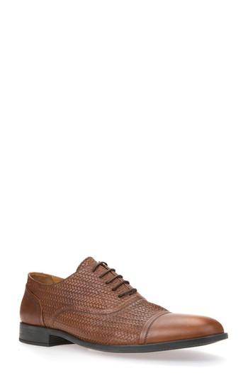 Men's Geox Bryceton Textured Cap Toe Oxford Us / 39eu - Brown