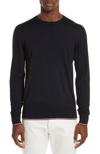 Men's Moncler Virgin Wool Crewneck Sweater - Blue