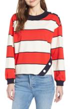 Women's Moon River Stripe Cutoff Sweatshirt - Red