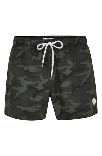 Men's Topman Camo Print Swim Trunks /x-large - Green