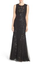 Women's Vera Wang Sequin Lace & Tulle Gown