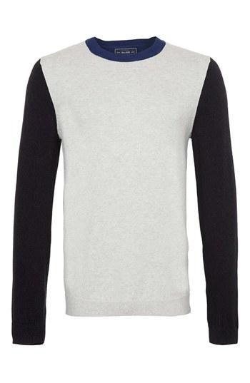 Topman Color Block Sweater Grey Multi