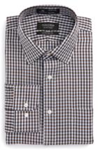 Men's Nordstrom Men's Shop Smartcare(tm) Traditional Fit Check Dress Shirt - 32/33 - Brown