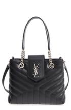 Saint Laurent Small Loulou Matelasse Calfskin Leather Shopping Tote - Black