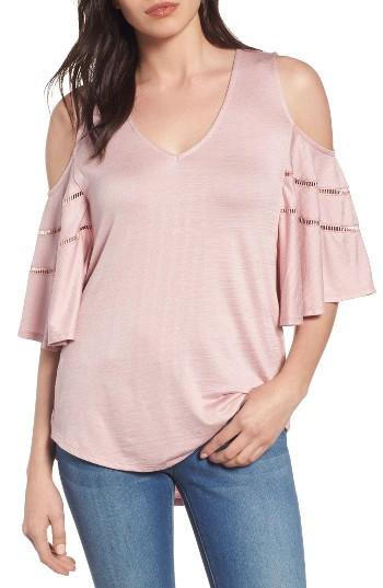 Women's Caslon Ladder Stitch Inset Cold Shoulder Tee - Pink