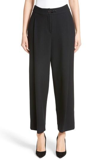 Women's Armani Collezioni Stretch Wool Wide Leg Pants Us / 38 It - Black