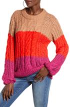Women's Vero Moda Becca Colorblock Chunky Cable Sweater - Brown