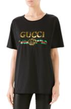 Women's Gucci Sequin Tiger Logo Tee, Size - Black