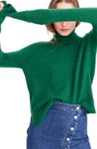 Women's J.crew Side Slit Supersoft Turtleneck Sweater, Size - Green