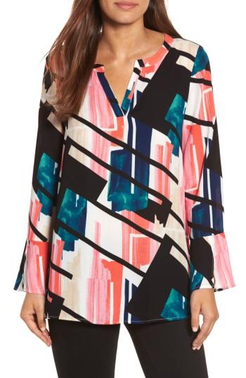 Women's Chaus Bell Sleeve Abstract Print Blosue - Pink
