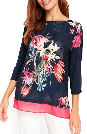 Women's Wallis Tulip Blossom Pink Chiffon Top - Blue