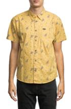 Men's Rvca Print Woven Shirt, Size - Yellow