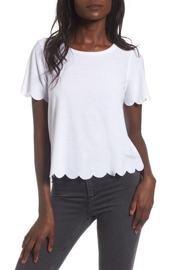 Women's Topshop Scallop Hem Tee Us (fits Like 0-2) - White