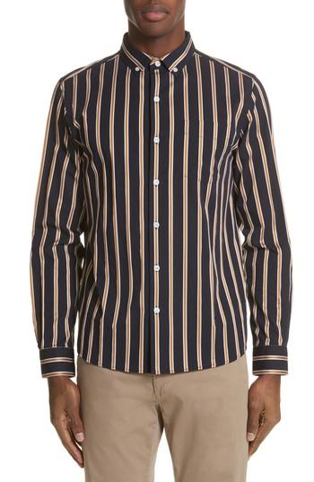 Men's Saturdays Nyc Crosby Satin Stripe Shirt - Blue