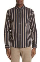 Men's Saturdays Nyc Crosby Satin Stripe Shirt - Blue