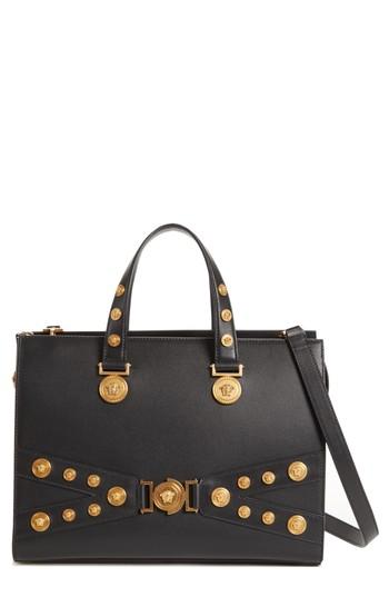 Versace Tribute Top Handle Leather Satchel - Black