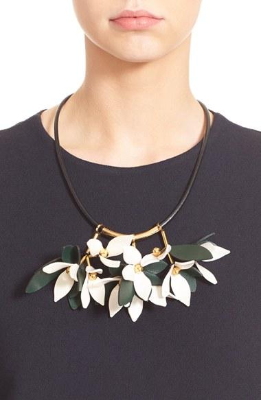 Women's Marni Floral Calfskin Leather Necklace