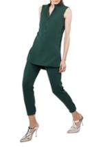 Women's Akris Punto Cutout Tunic Blouse - Green