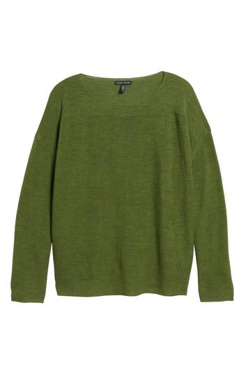 Women's Eileen Fisher Mix Stitch Merino Bateau Neck Sweater - Green