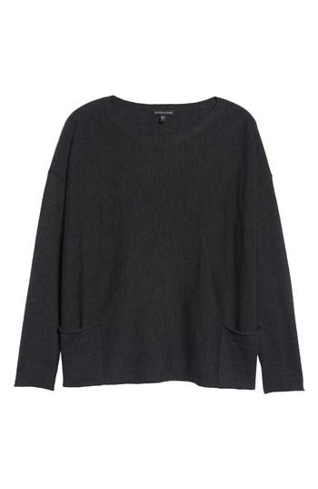Women's Eileen Fisher Bateau Neck Merino Boxy Top - Grey