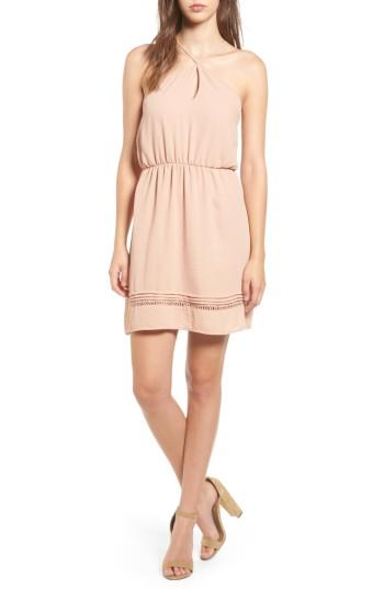Women's Lush Y-neck Blouson Dress - Pink