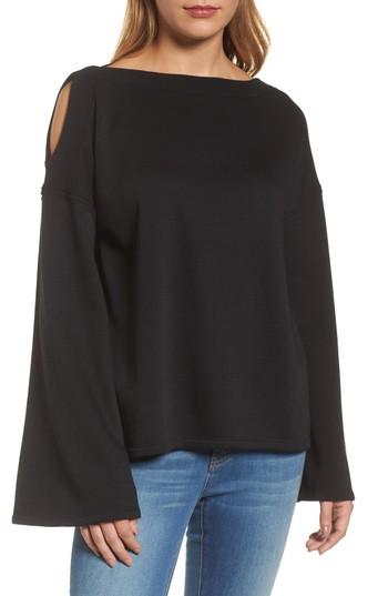Women's Caslon Shoulder Detail Knit Top, Size - Black