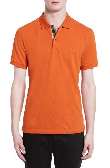 Men's Burberry Pique Polo, Size - Orange