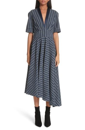 Women's Adam Lippes Asymmetrical Kasuri Denim Dress