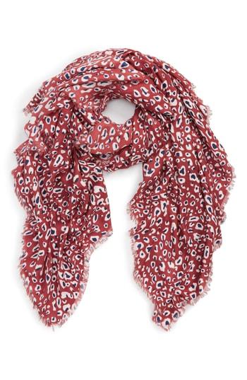 Women's Sole Society Leopard Print Scarf, Size - Red