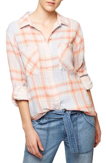 Women's Sanctuary Steady Boyfriend Plaid Shirt - Blue