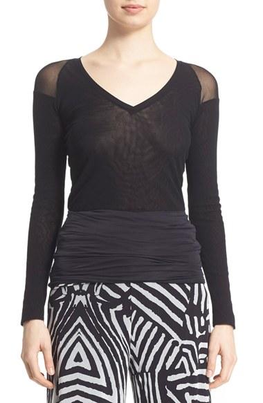Women's Fuzzi Sheer Inset Tulle Mesh Top