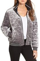 Petite Women's Bernardo Quilted Velvet Bomber Jacket P - Metallic