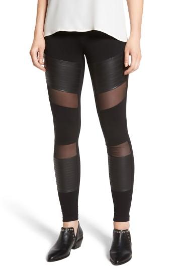 Women's Bp. Mesh Inset Moto Leggings - Black
