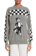 Women's Stella Mccartney Korky The Cat Check Wool Sweater Us / 40 It - Grey