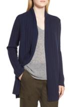 Women's Nordstrom Signature Marl Cashmere Ribbed Open Cardigan - Blue
