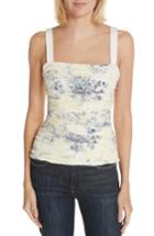 Women's Cinq A Sept Rian Ruched Silk Tank Top - Blue