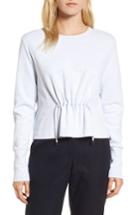 Women's Nordstrom Signature Gathered Front Crop Sweatshirt - Blue